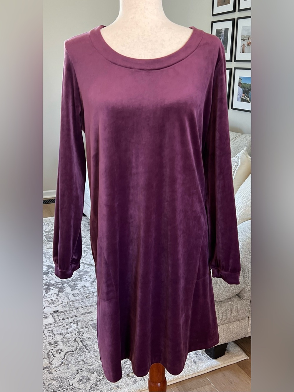 J Jill Pure Jill Velour A-Line Dress with Pockets Size PL Petite Large